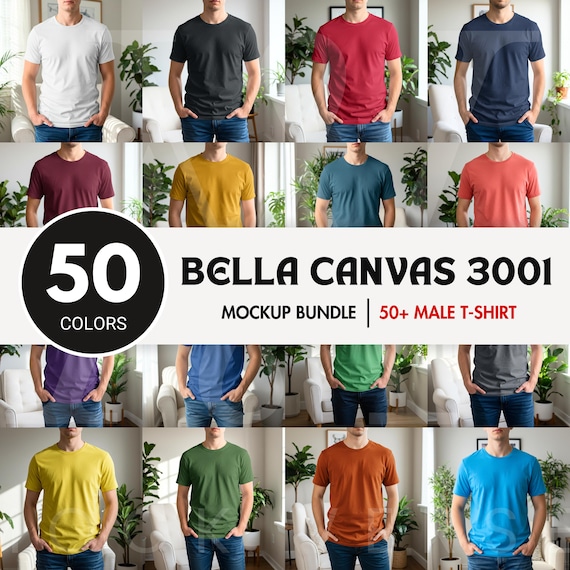 Men's 50+ Colors Bella Canvas 3001 Mockup Bundle, bella canvas 3001 mockup men , Bella Canvas 3001 Mockup bundle
