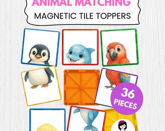Magnetic tiles template | MagnaTiles Animals Magnetic Tiles Toppers | Cat, Doplhin & flamingo for Magna-Tiles | Animals magnetic toppers