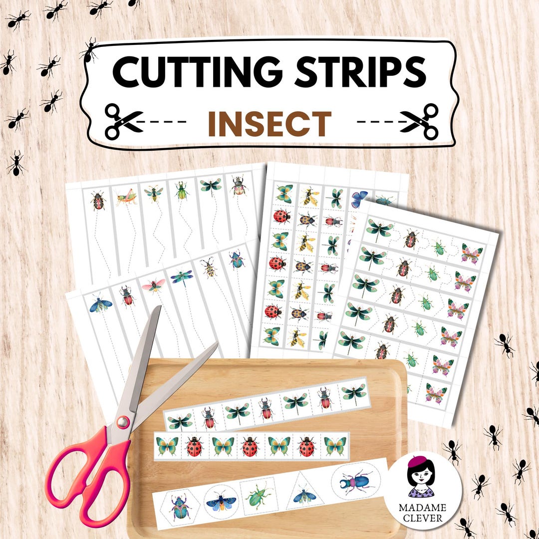 Insect Cutting Strips Printable | Scissor Skills Activity for Preschool ...