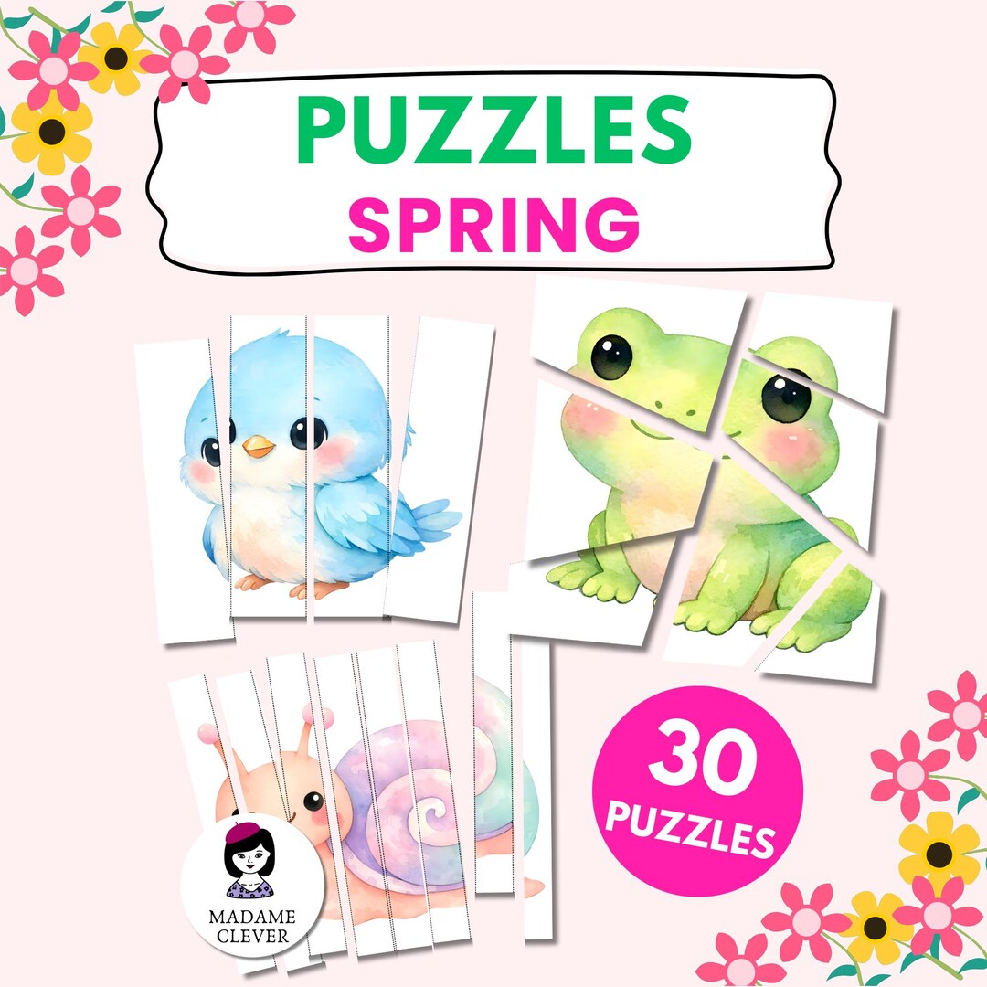 Spring Color Puzzle Printable Spring Puzzle for Toddlers and Preschoolers | Spring Puzzles ...