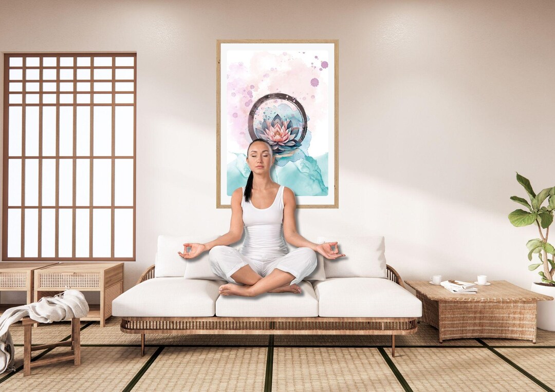 Lotus Zen A3 Printable Poster – Sacred Flower in Watercolor, Japanese ...