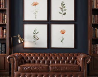 4er Set botanische Kunst | Minimalistischer Wildblumen Druck | Boho Wohndekor | Sofortdownload | Wohnzimmer Schlafzimmer Dekor