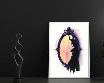 Gothic Dark Enchantress Art Print: Witchy Fantasy Home Decor