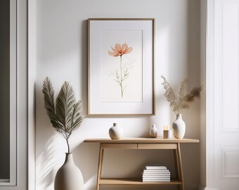 Cosmos Flower Wall Art, Botanical Digital Download, Wildflower Home Decor, Floral Wall Art, Nature Print, Cottagecore Bedroom Decor Gift