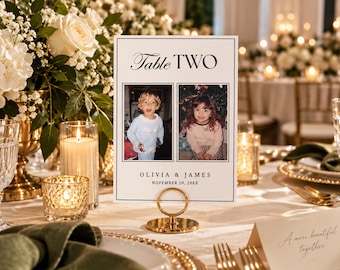 When We Were Age Photo Table Number, Custom Photo Table Numbers, Childhood Photos Wedding Table Sign, Editable Canva Template, Wedding Decor