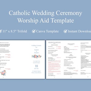 Katholische Hochzeitsprogrammvorlage, dreifaches Hochzeitszeremonieprogramm, katholische Massenanbetungshilfe zum Ausdrucken, bearbeitbares kirchliches Hochzeitsprogramm