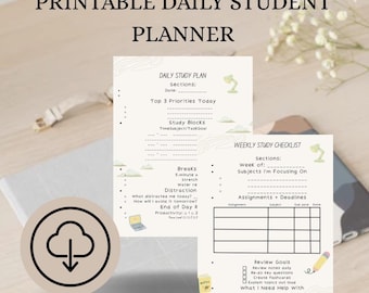 Liste de contrôle pour l'apprentissage ciblé Gestion du temps Planificateur scolaire quotidien