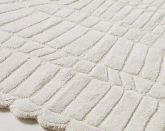 Alfombra de lana con mechones hecha a mano Anthropologie Julia para dormitorio, sala de estar, oficina, cocina, guardería, entrada, alfombra moderna