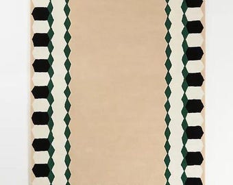 Alfombra de lana con mechones hecha a mano Anthropologie Julia para dormitorio, sala de estar, oficina, cocina, guardería, entrada, alfombra moderna