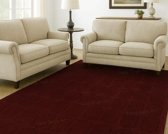 Modern Minimalist Tufted Rug Modern Carving Chocolate Brown Wool Abstract Carpet For Living Room Bedroom Nursary Room Decor