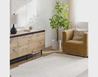 Alfombra de lana con mechones hecha a mano Anthropologie Julia para dormitorio, sala de estar, oficina, cocina, guardería, entrada, alfombra moderna