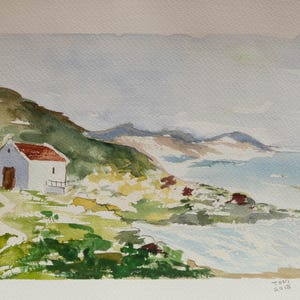 Watercolor Painting - &quot;Mediterranean Secluded House View&quot;
