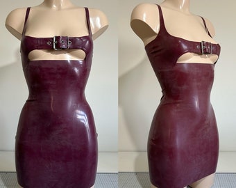 Latex Rubber Buckle Bust Mini Dress