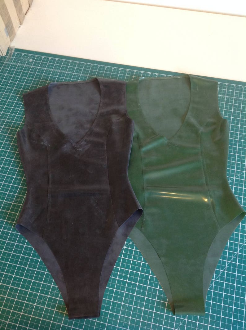 Latex Plunge Neck Bodysuit image 2