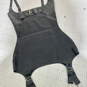 Latex Rubber Buckle Bust Corselette Micro Dress