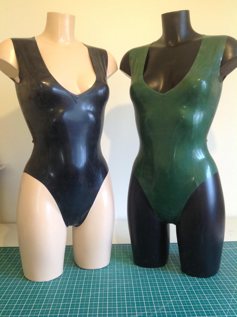 Latex Plunge Neck Bodysuit image 1