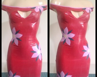 Latex Rubber Cherry Blossom Applique Dress