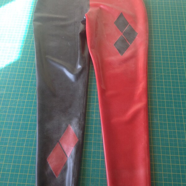 Sample Sale - Harley Quinn Inspired Latex Leggings, UK size 16-18