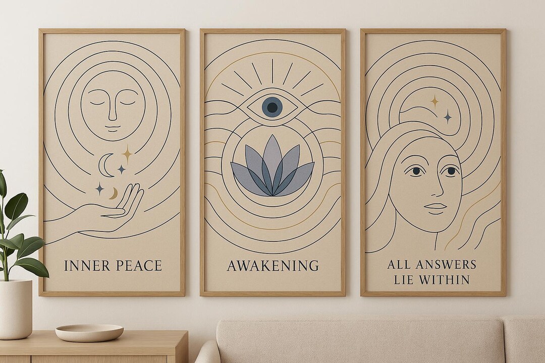 Spiritual Wall Art Set of 3, Minimalist Printable Poster, Inner Peace ...
