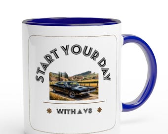 V8 Dodge Charger Mug - "Start Your Day with a V8"! - Glossy Ceramic Coffee Cup