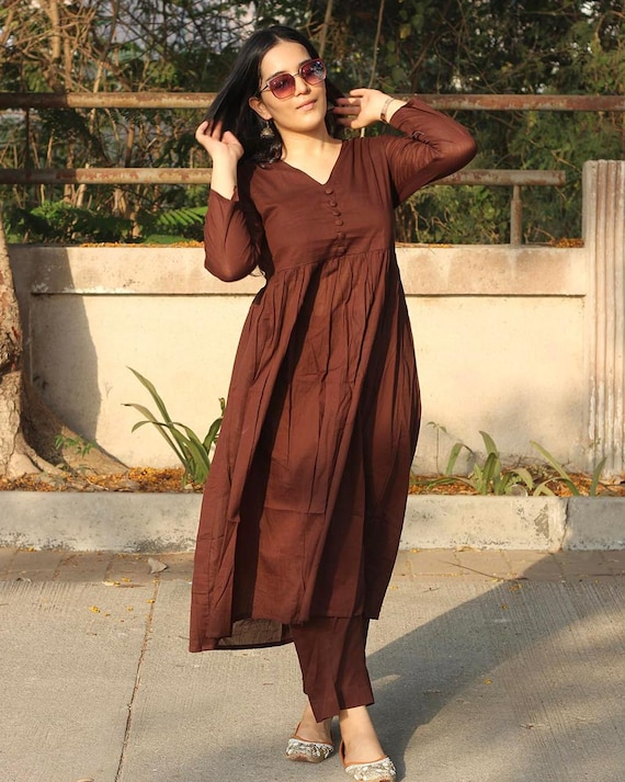 Rayon Kurti Pant Set | Women's Flared Ethnic Co-ord