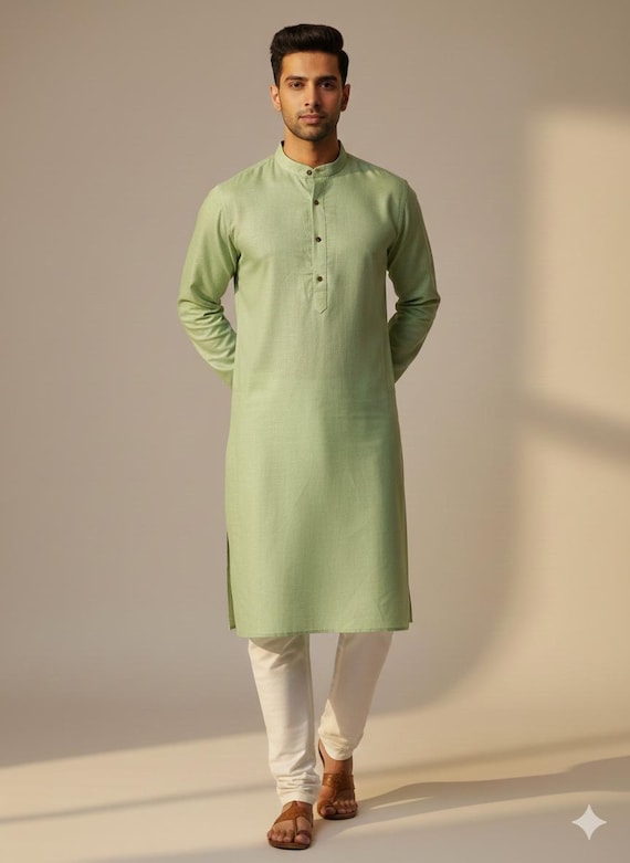 Plain Cotton Men’s Kurta | Multi Colors | Festive Wear S-2XL - Only kurta