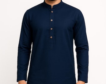 Men’s Cotton Kurta Navy Blue | Ethnic Wear S-2XL- Only kurta