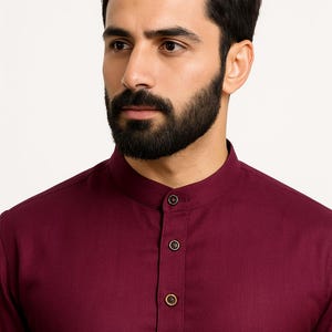 Kurta da uomo in cotone bianco: abbigliamento etnico indiano, fatto a mano immagine 14