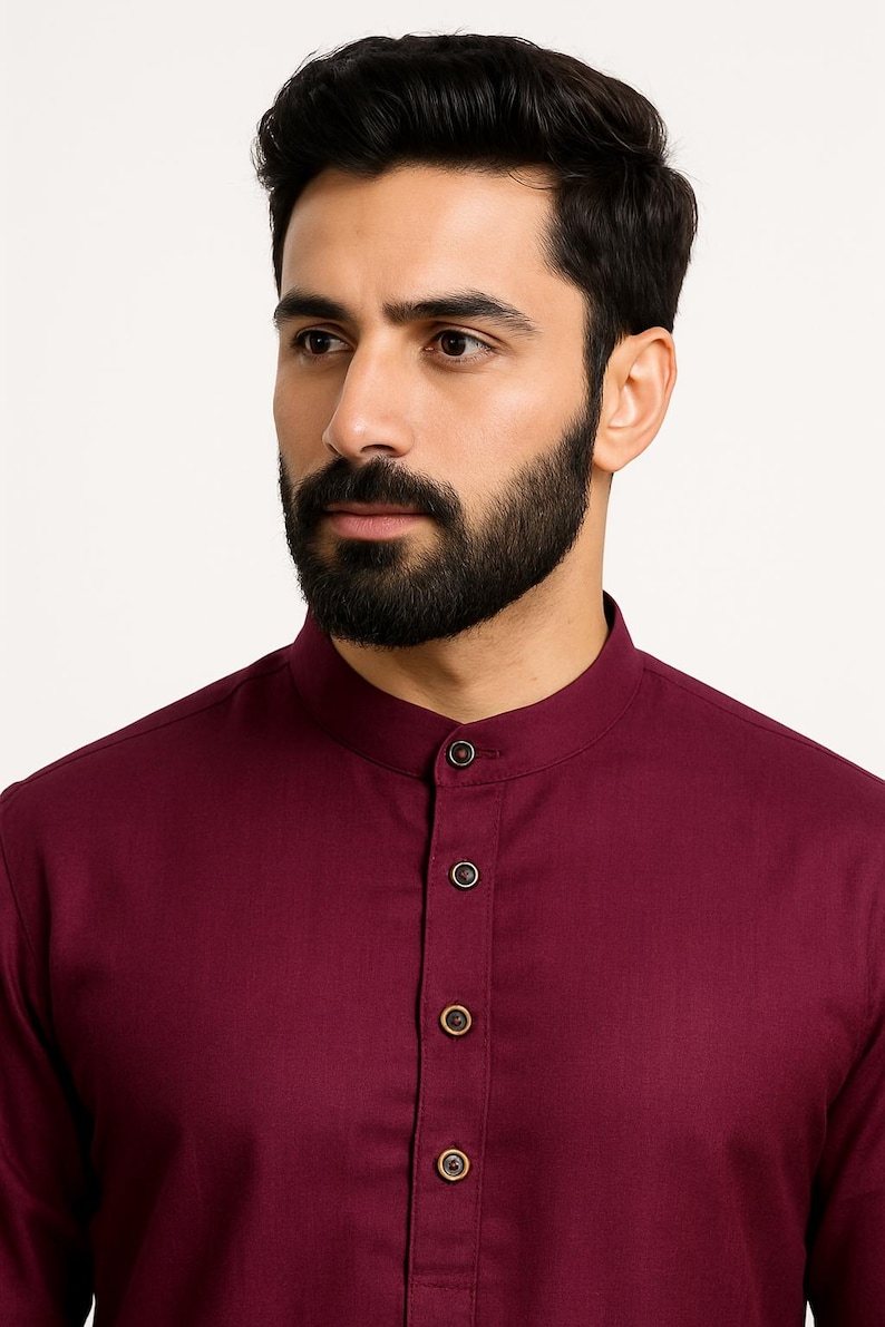 Kurta da uomo in cotone bianco: abbigliamento etnico indiano, fatto a mano immagine 14