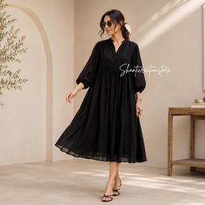 black midi summer dress with sleeves Black Business Dress for Women Semi-Formal Fit Casual Slim Short Sleeve O-Neck Elegant Swing A Line Midi Dresses with Pockets at Amazon Women's Clothing store