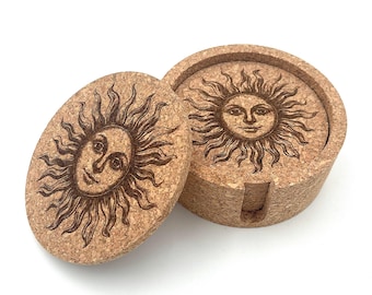 Sun Cork Coasters Set