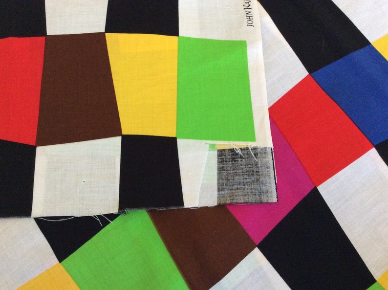 Vintage /'80s John Kaldor Fabric 3 Yards Geometric Design Cotton Unused