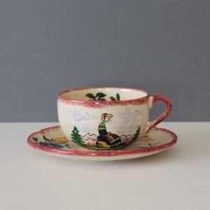 Lovely Vintage Desvres France Cup and Saucer Hand Painted