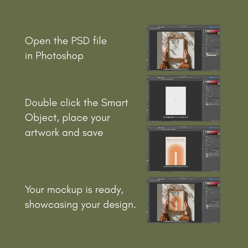 Wall Art Size Guide Mockup, Wooden Frame Scale, Din A Poster Ratio, Digital PSD image 11