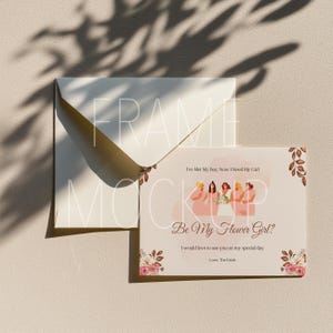 Mockup de envelope e cartão neutros em fundo bege com sombras – Modelo de Photoshop para convites, identidade visual e cartões comemorativos