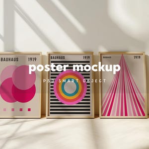 Set of 3 Frame Mockup, Three Multiple Gallery Set 3 Bundle, Poster Mockup Leaning Wall, Minimal A4 Boho Wood Vertical Psd DIN Photoshop A3