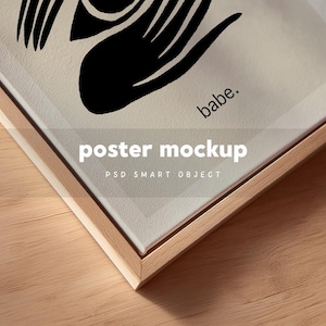 Close-Up Framed Canvas Mockup, Floater frame detail shot, DIN A Vertical Floating Framed Canvas Mockup for Wall Art, PSD Photoshop Mockup