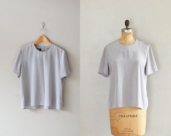 Vintage minimalist boxy gray blouse / slouchy t-shirt top / large