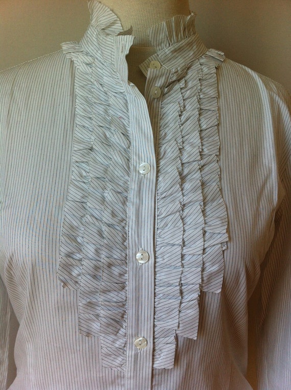 Vintage Pinstripe Ruffle Shirt - image 2