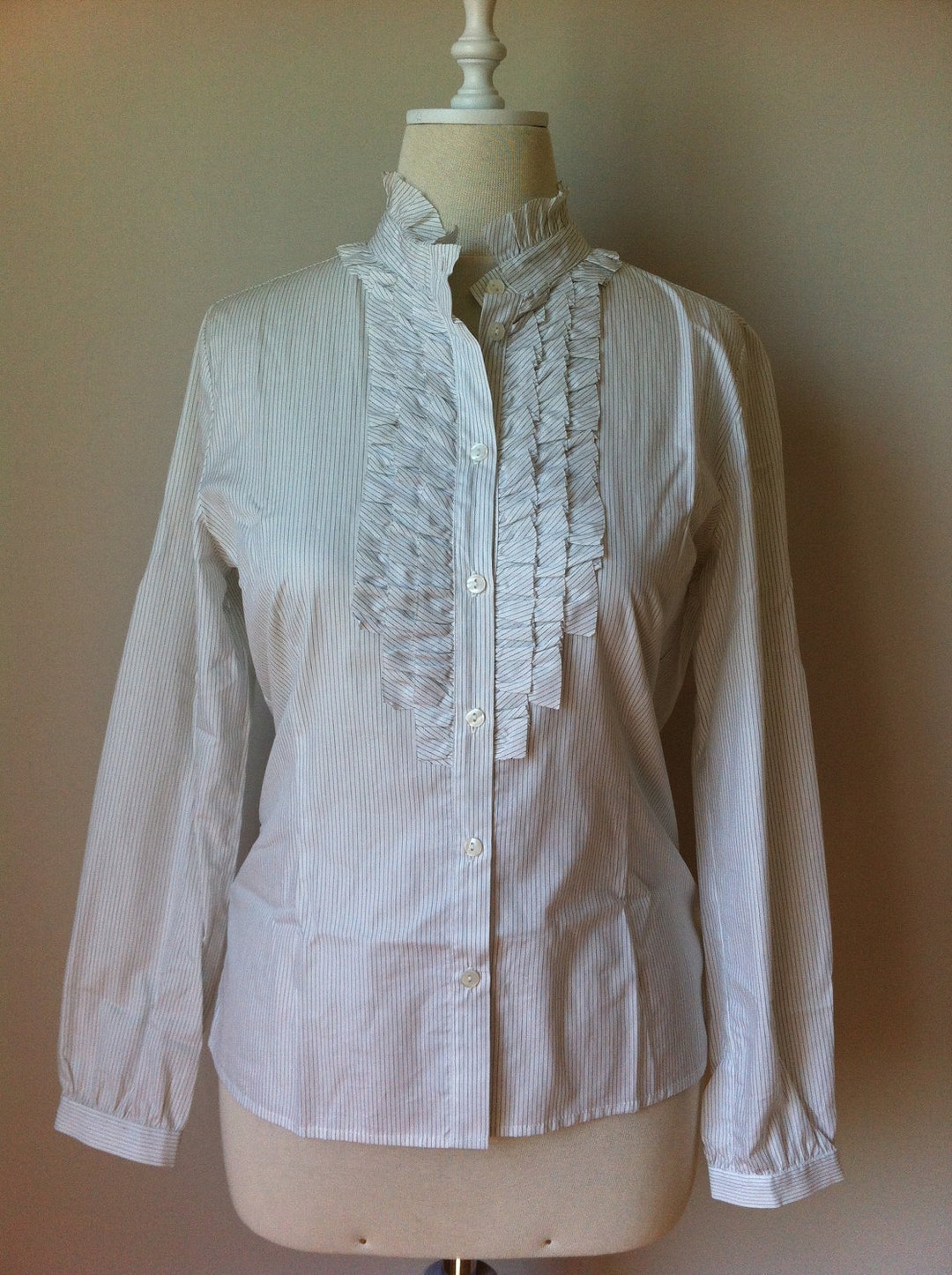 Vintage Pinstripe Ruffle Shirt - Etsy