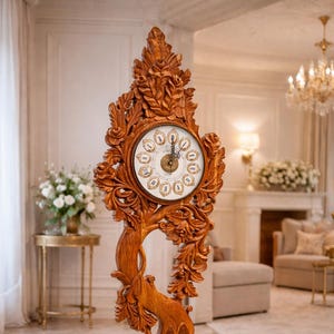 Horloge de sol en bois fabriquée à la main pour le salon - Grande horloge en bois faite main, décoration pour la maison et le bureau, cadeau de Noël, horloge au design unique
