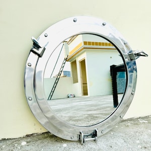 Aluminum Ship Porthole Mirror For Wall Decor - Nautical Boat Window, Gift For Sea Lover, Maritime Mirror Frame, Vintage Boat Cabin Replica