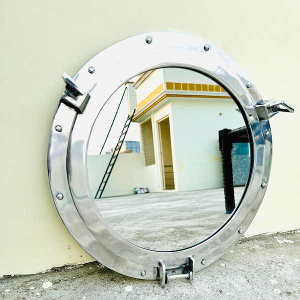 Aluminium Ship Porthole Mirror For Wall Decor - Handmade Nautical Porthole For Room Decor, Vintage Boat Window, Beach House Wall Decor