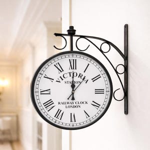 Personalized Double Sided Clock For Home & Office Decor - Custom Dial Wall Clock, 1900s Victorian Style Timepiece, Housewarming Gifts
