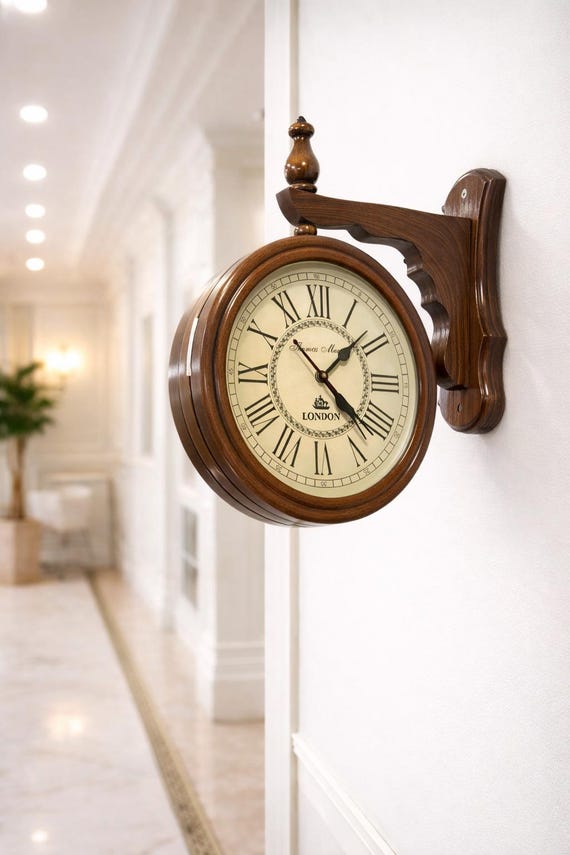 12'' Vintage Double Sided Station Clock for Home Decor - Victorian