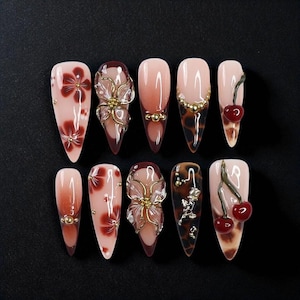 Kawaii Press On Nails – Handmade Reusable Nail Set with Cute Pastel Designs | Perfect for Daily Wear, Cosplay, or Gifts for Her