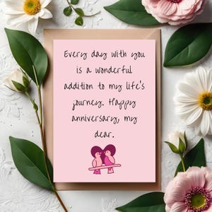 Tarjeta de aniversario de bodas imprimible, descarga instantánea, dos tamaños, tarjeta de 4x6, tarjeta de 5x7 pulgadas, descarga de tarjeta de aniversario, DESCARGA DIGITAL, para cónyuge
