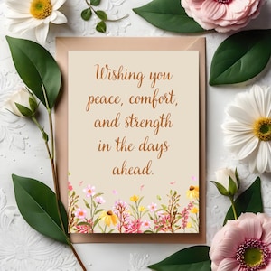 Carte de sympathie imprimable, réconfort et paix, carte de condoléances, carte de sympathie simple, cadeau de condoléances, carte à télécharger, TÉLÉCHARGEMENT NUMÉRIQUE