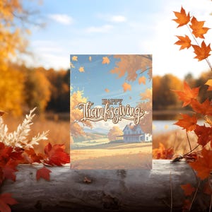 Thanksgiving Greeting Card: Autumn Design, Printable PDF (4x6, 5x7