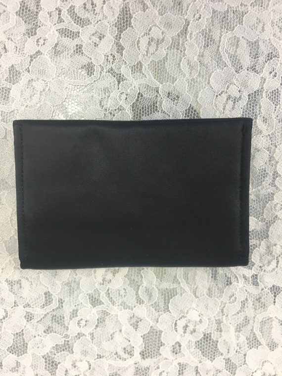 1940s / 50s Black Satin Clutch, Vintage Envelope … - image 7